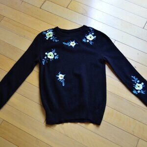 Embroidery Wool Sweater for Girls XL L
